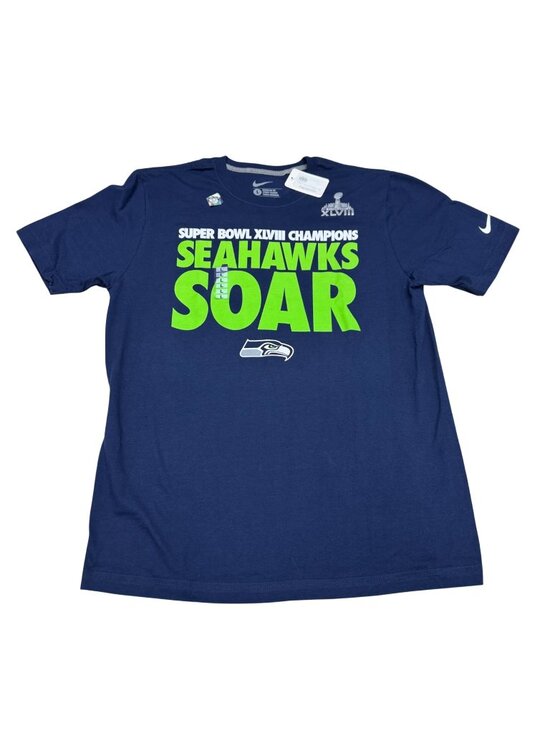 Nike Other - Nike Seattle Seahawks SOAR Super Bowl XLVIII Champions SS T-Shirt Navy L NWT